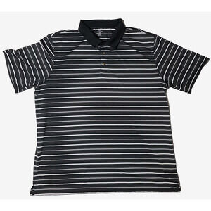 Reebok Golf PlayDry Polo Shirt Men's 4XLT Black White Striped Performance Tall